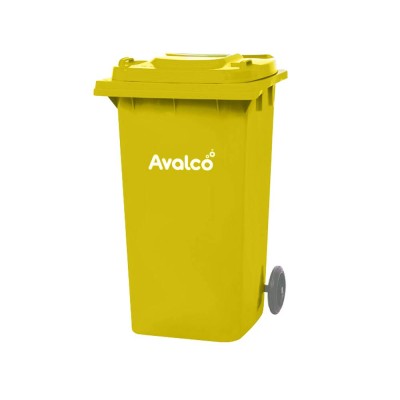 Contenedor de basura amarillo con ruedas 120L - ALTA CALIDAD